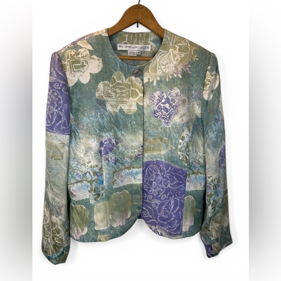 VTG Anne Crimmins for UMI Collections 100% Silk Skirt Suit Set Size 16 Abstract - Picture 2 of 8